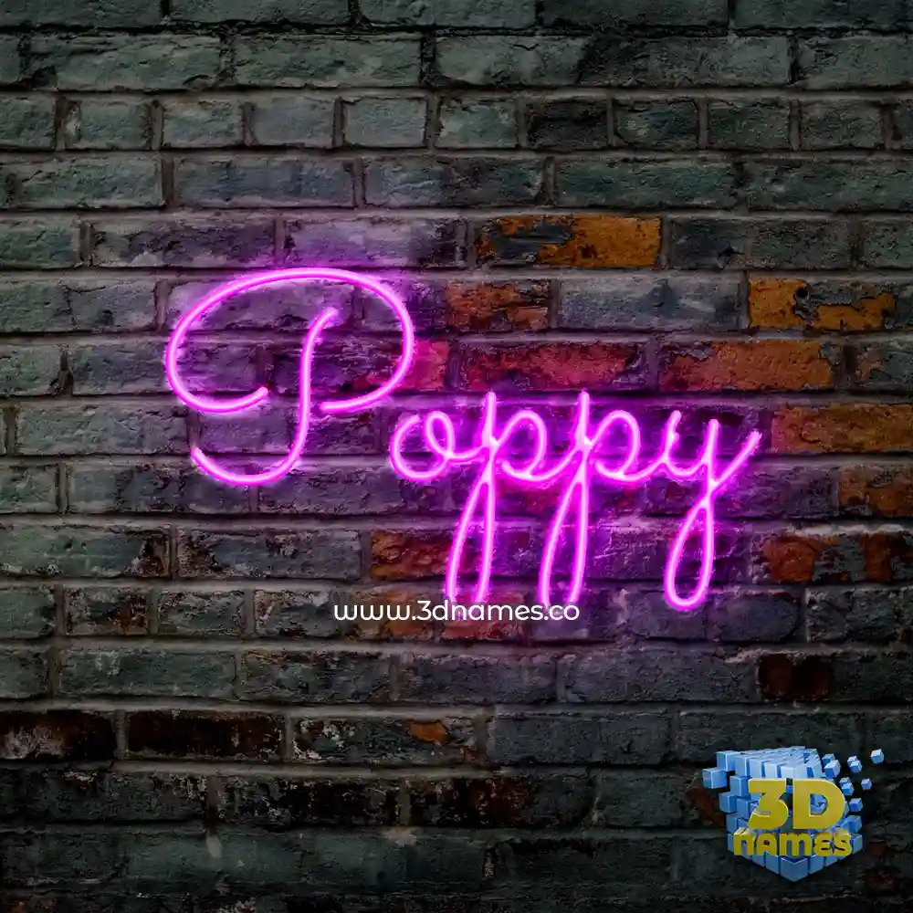 poppy in Pink Neon style - 3D name wallpaper