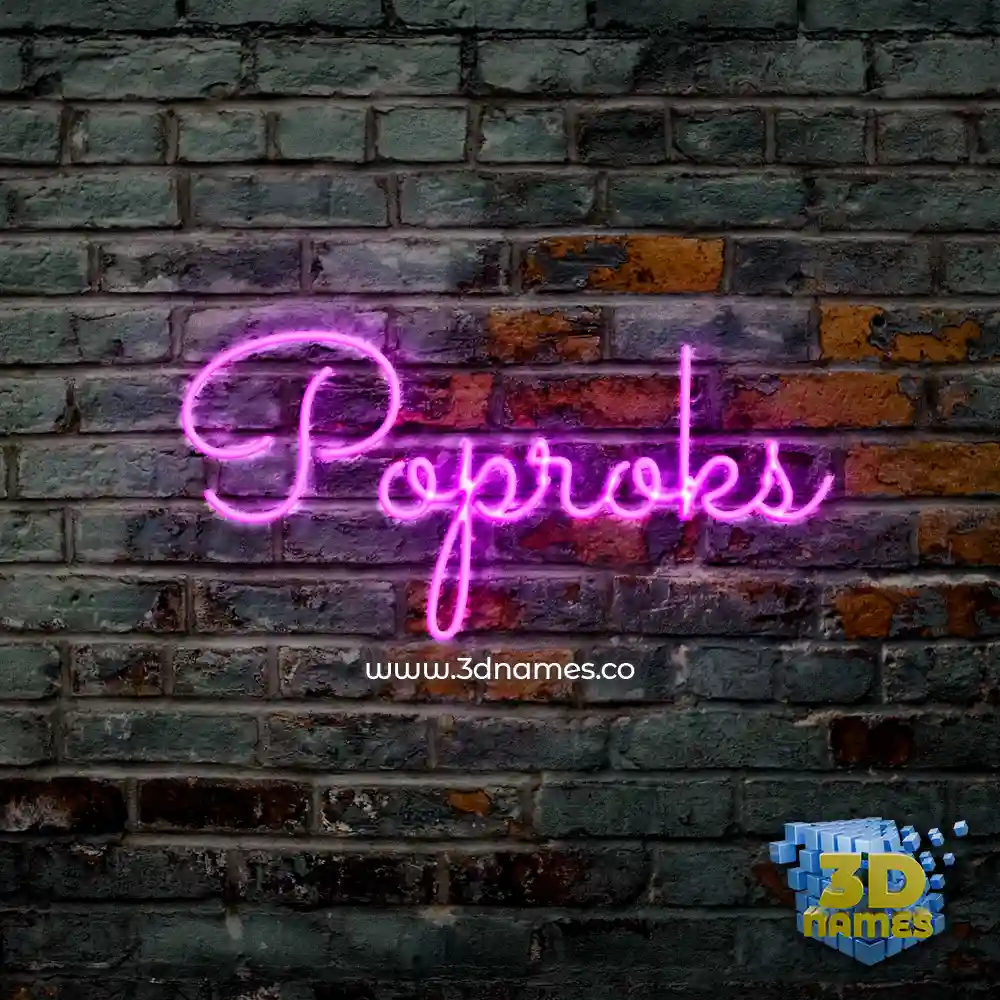 poproks in Pink Neon style - 3D name wallpaper
