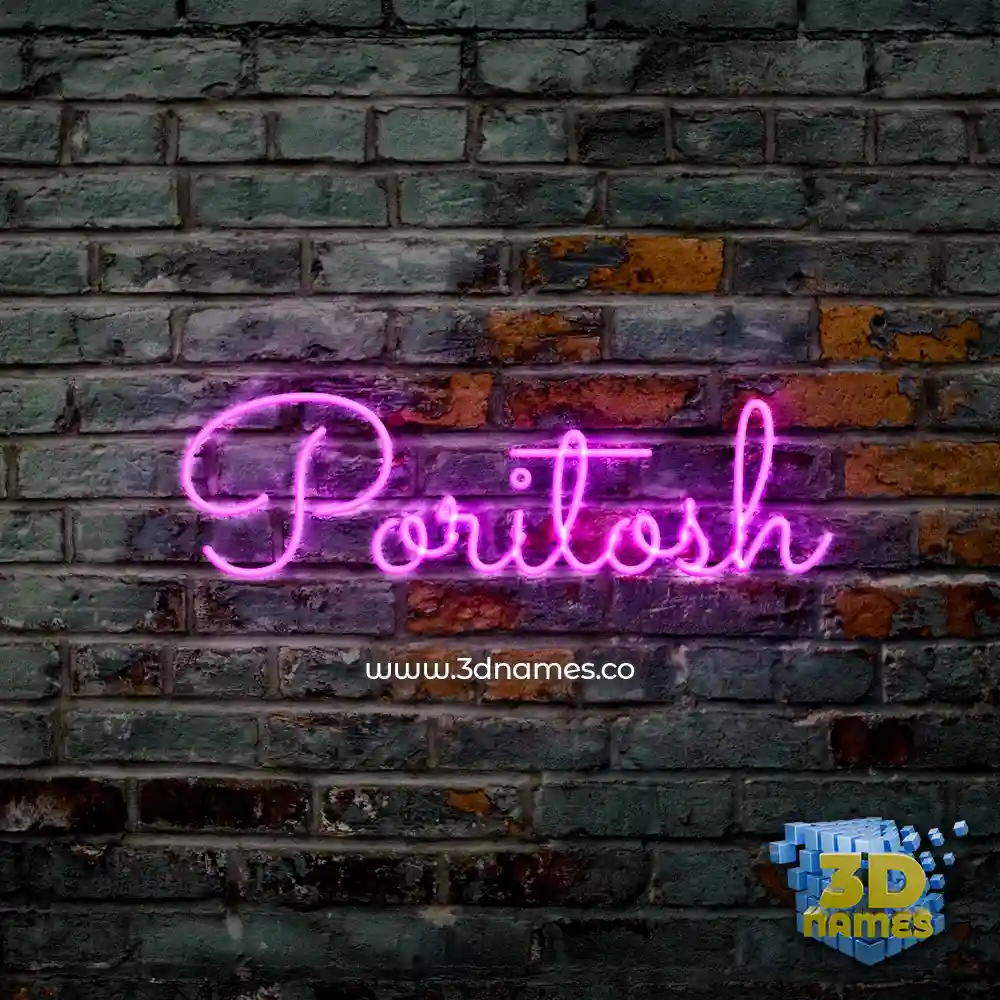 poritosh in Pink Neon style - 3D name wallpaper