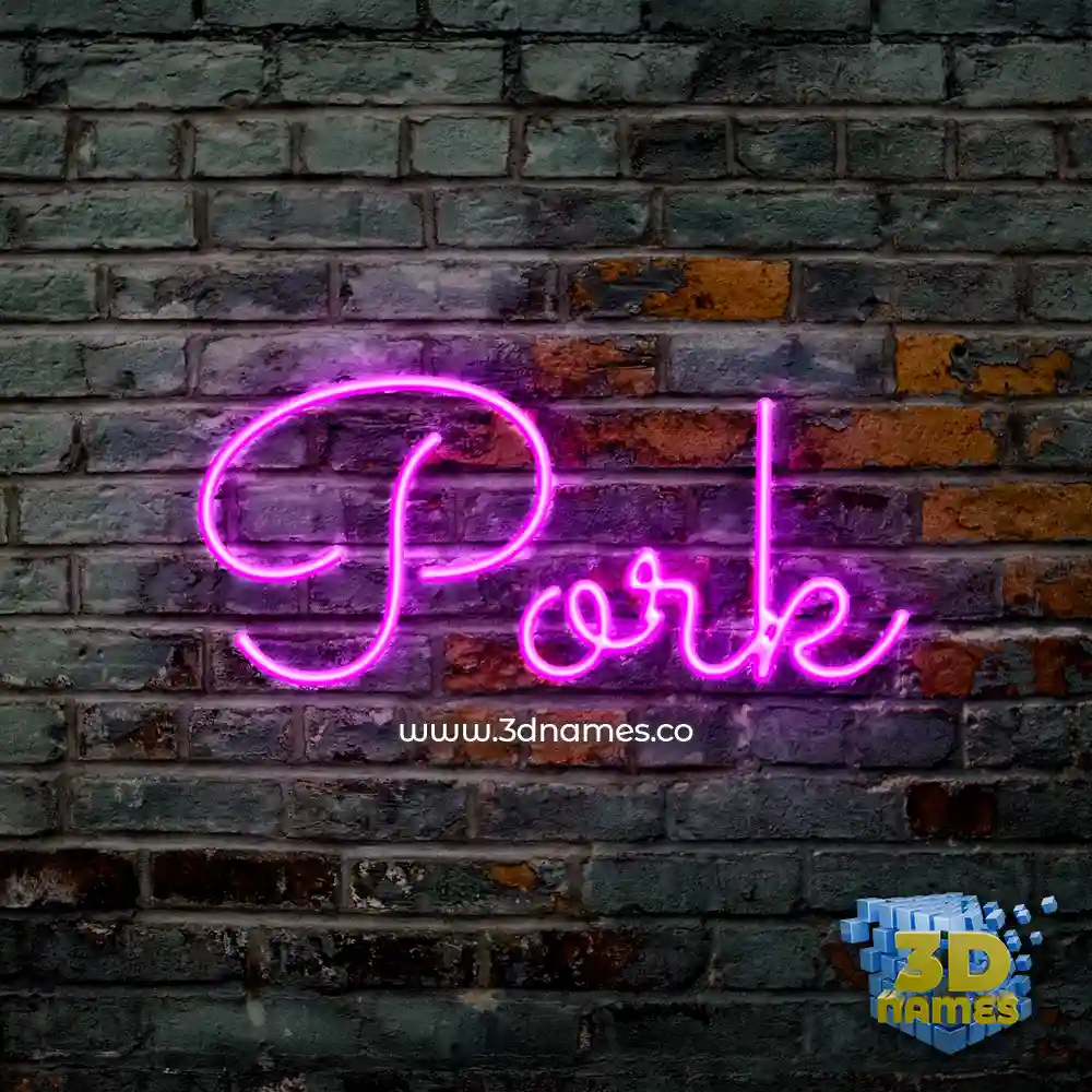 pork in Pink Neon style - 3D name wallpaper