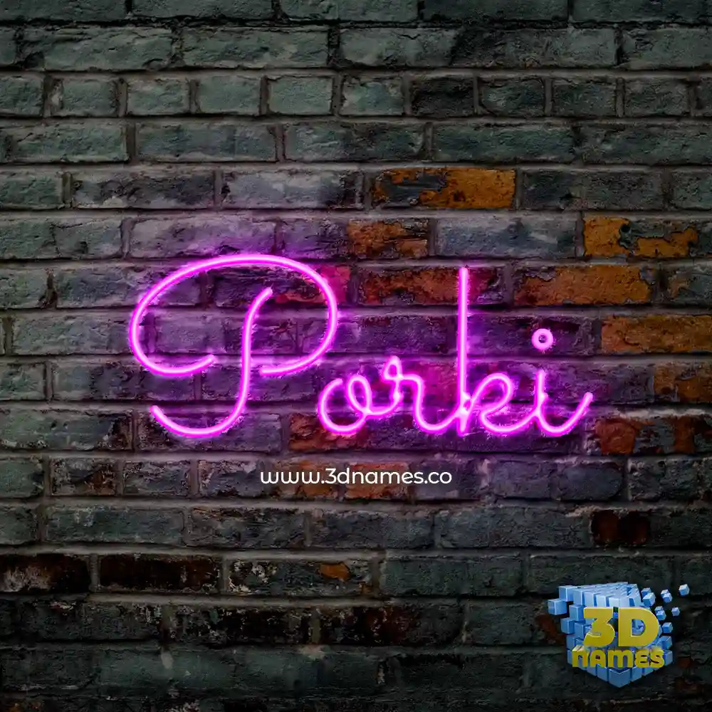 porki in Pink Neon style - 3D name wallpaper