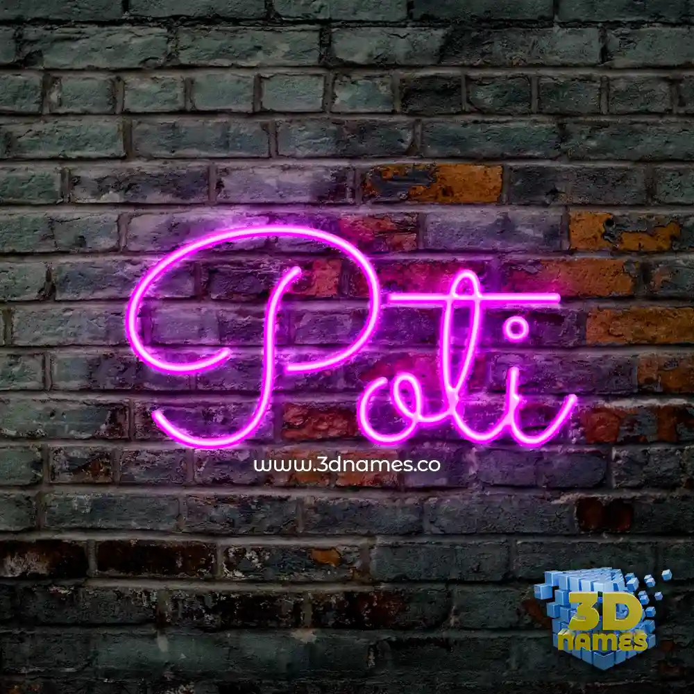 poti in Pink Neon style - 3D name wallpaper