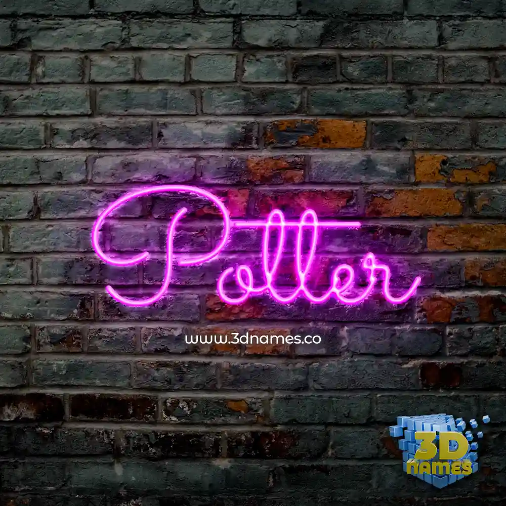 potter in Pink Neon style - 3D name wallpaper