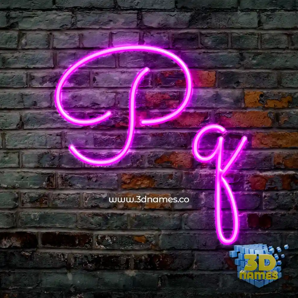 pq in Pink Neon style - 3D name wallpaper