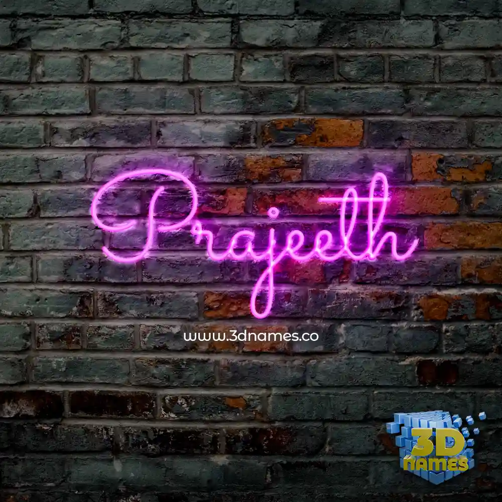 prajeeth in Pink Neon style - 3D name wallpaper
