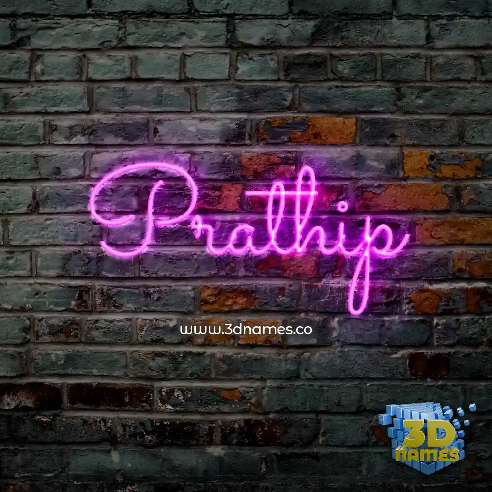 prathip in Pink Neon style - 3D name wallpaper
