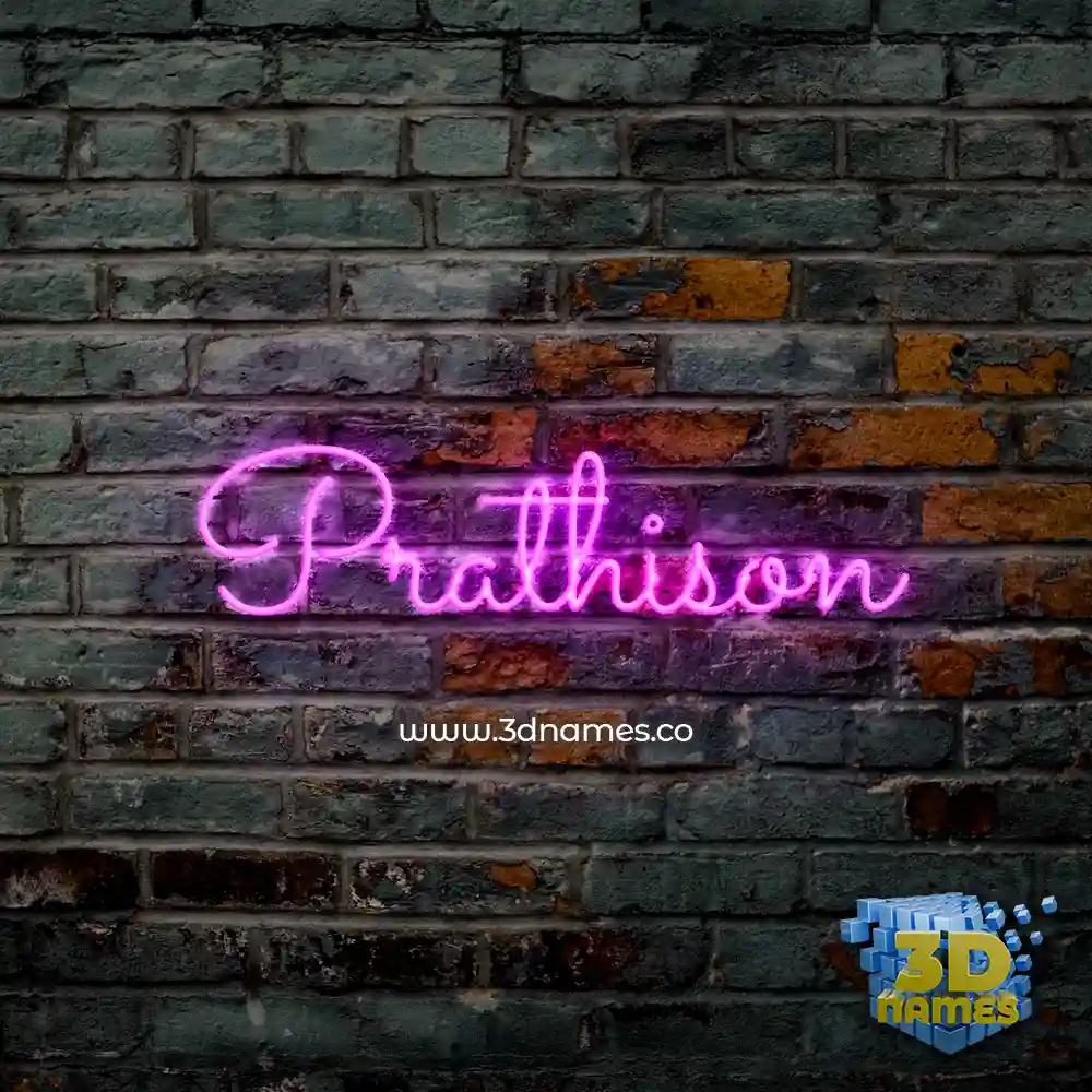 prathison in Pink Neon style - 3D name wallpaper
