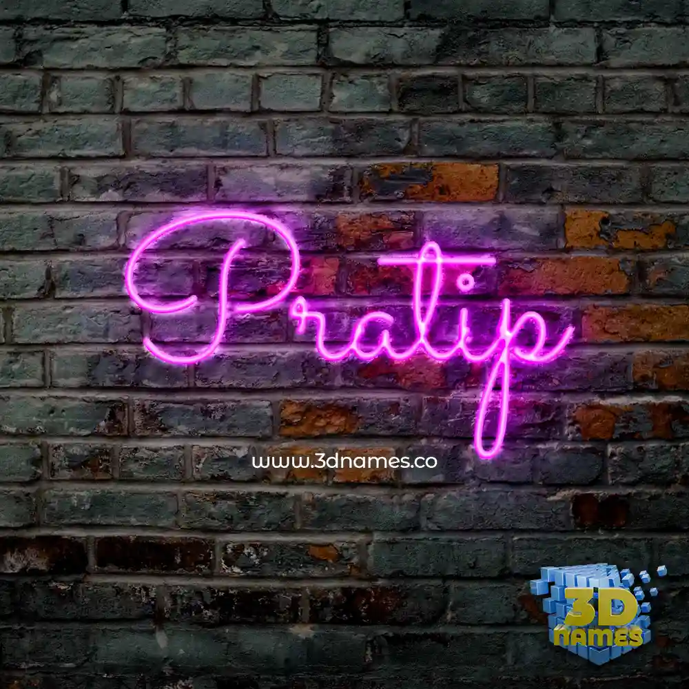 pratip in Pink Neon style - 3D name wallpaper
