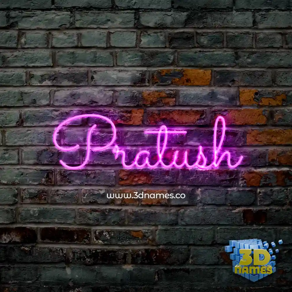 pratush in Pink Neon style - 3D name wallpaper