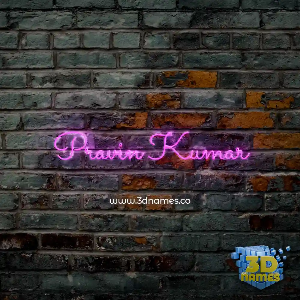 pravin kumar in Pink Neon style - 3D name wallpaper