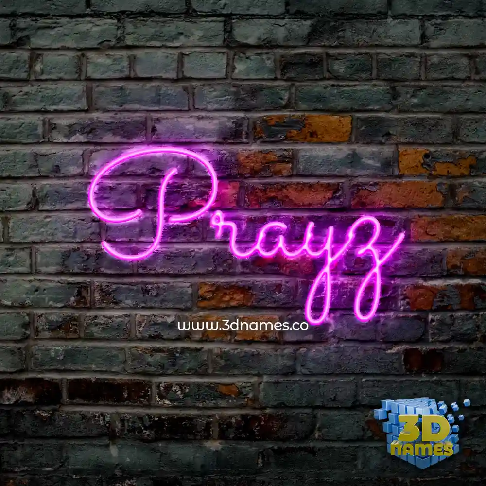 prayz in Pink Neon style - 3D name wallpaper