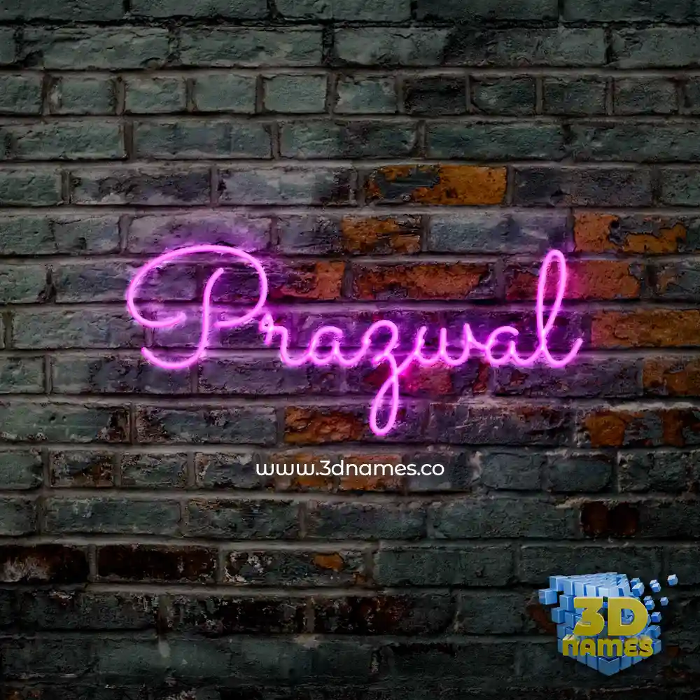 prazwal in Pink Neon style - 3D name wallpaper