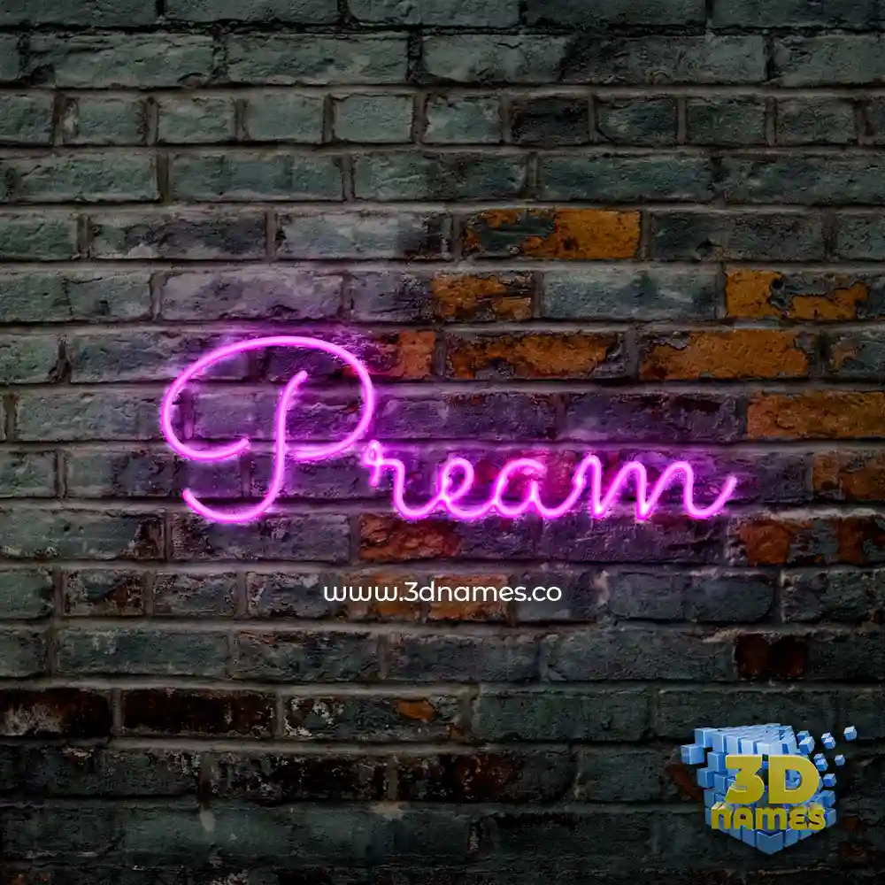 pream in Pink Neon style - 3D name wallpaper