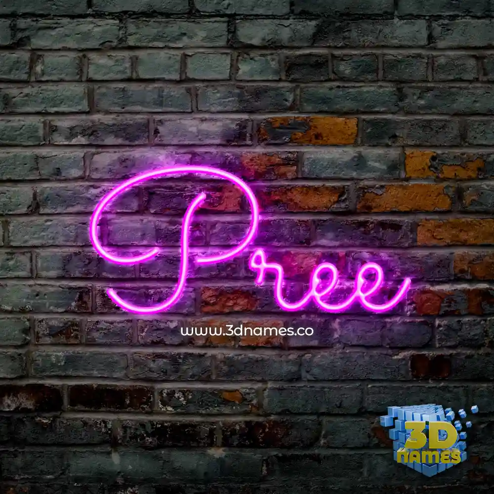 pree in Pink Neon style - 3D name wallpaper