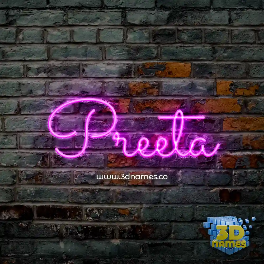 preeta in Pink Neon style - 3D name wallpaper