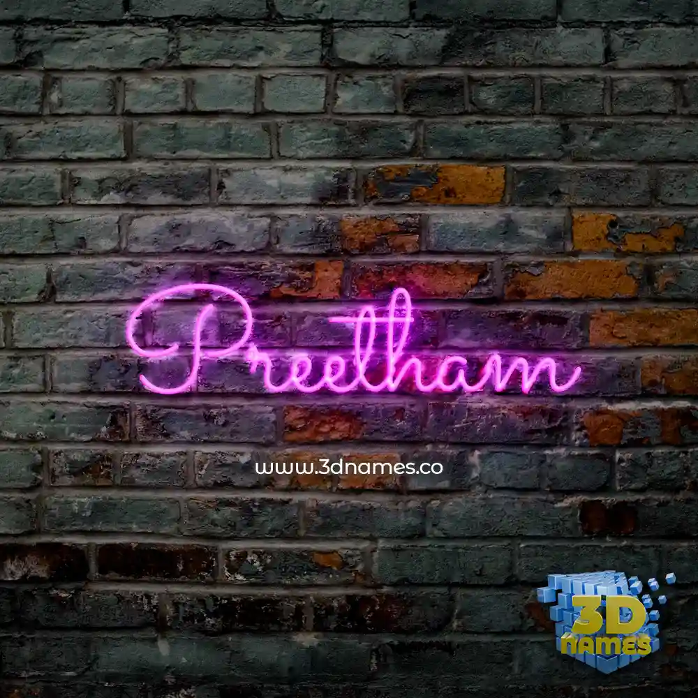 preetham in Pink Neon style - 3D name wallpaper