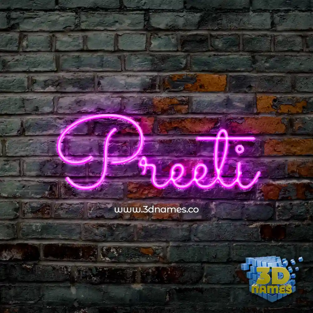 preeti in Pink Neon style - 3D name wallpaper