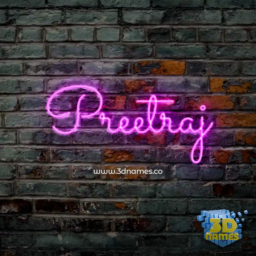 preetraj in Pink Neon style - 3D name wallpaper