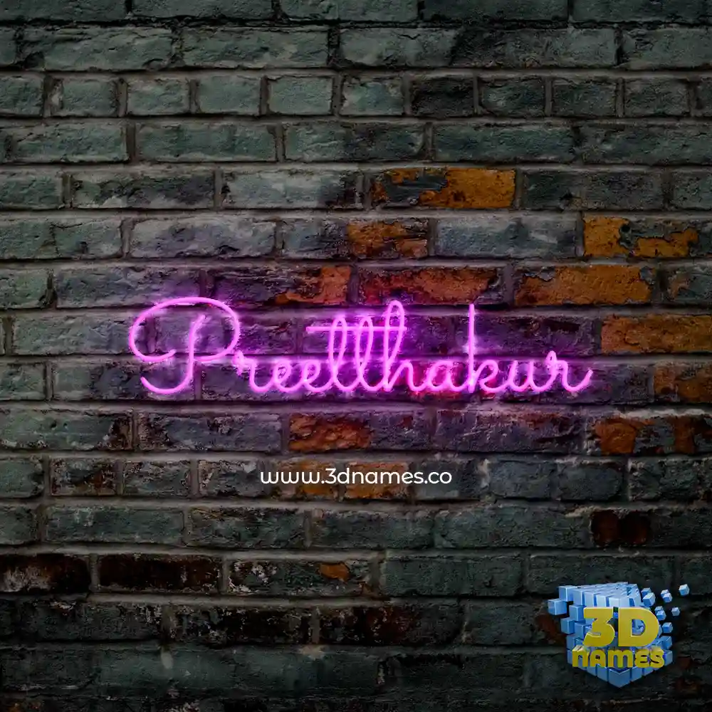 preetthakur in Pink Neon style - 3D name wallpaper