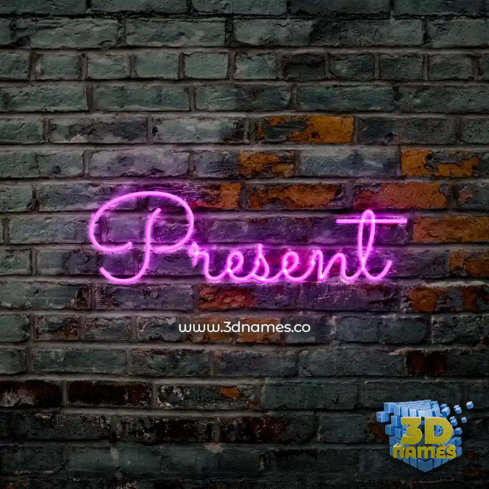present in Pink Neon style - 3D name wallpaper