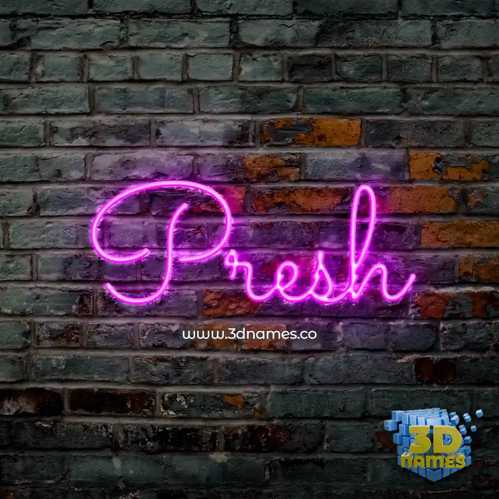 presh in Pink Neon style - 3D name wallpaper