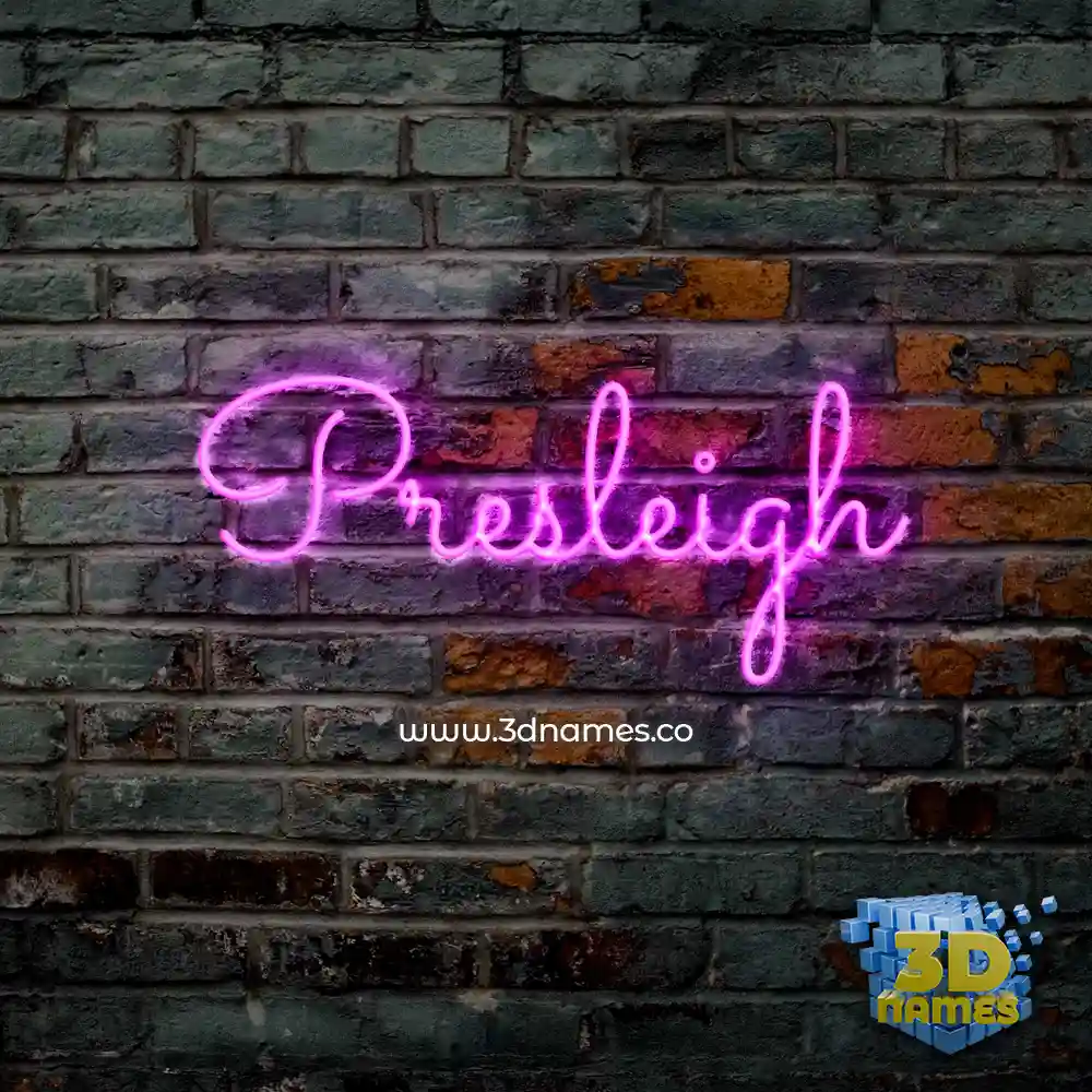 presleigh in Pink Neon style - 3D name wallpaper