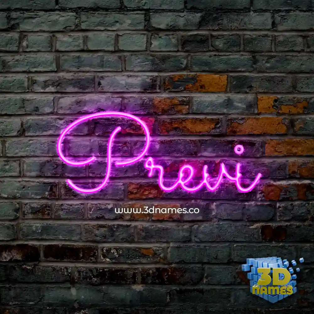 previ in Pink Neon style - 3D name wallpaper