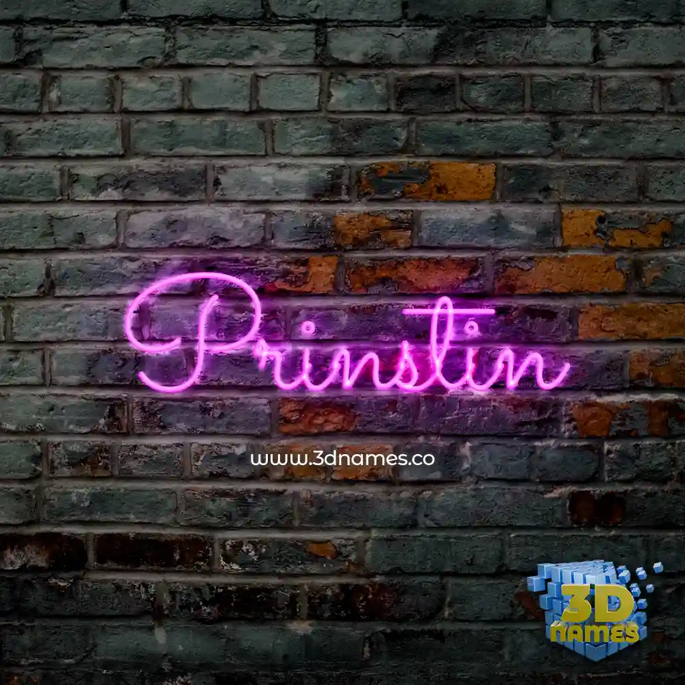 prinstin in Pink Neon style - 3D name wallpaper