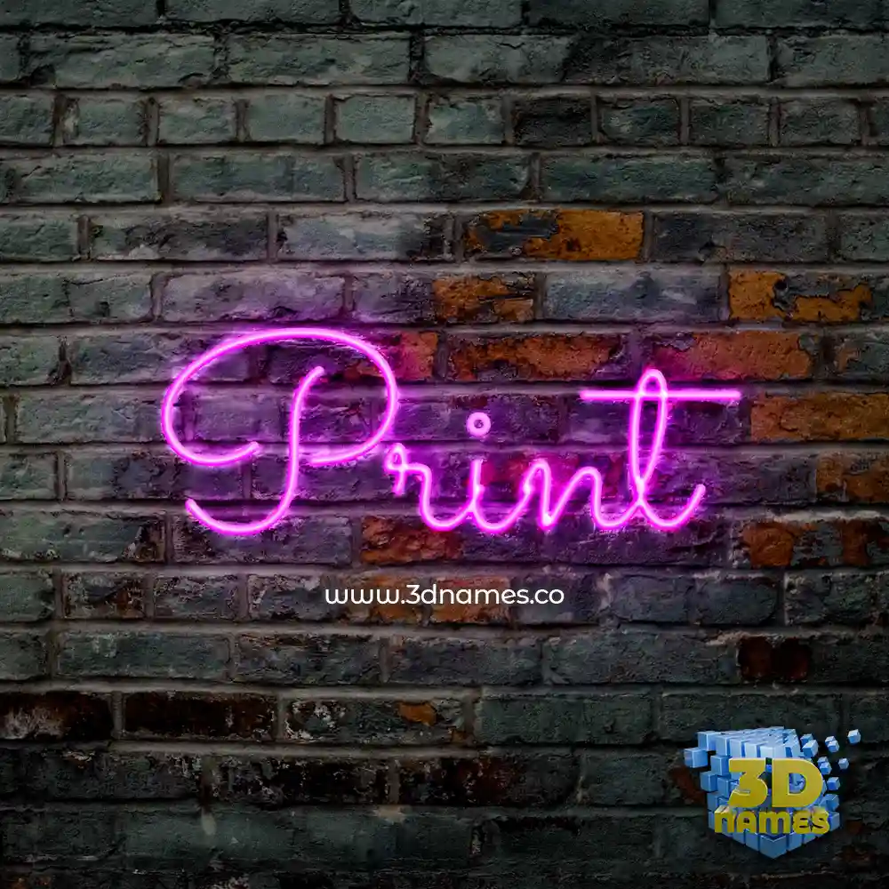 print in Pink Neon style - 3D name wallpaper