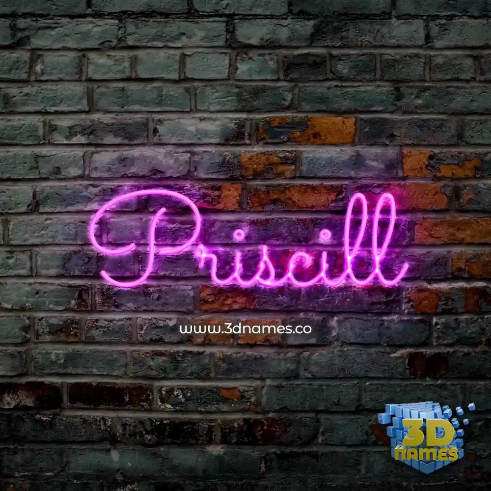 priscill in Pink Neon style - 3D name wallpaper