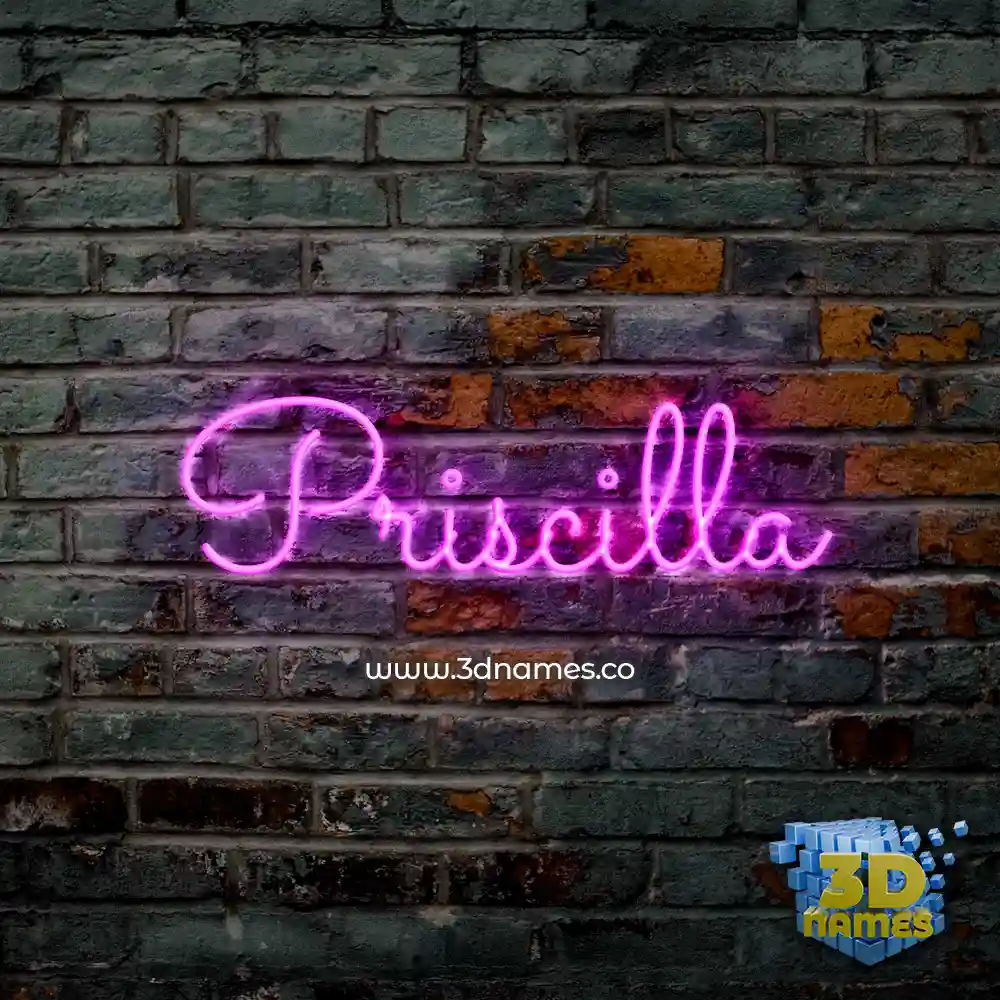 priscilla in Pink Neon style - 3D name wallpaper