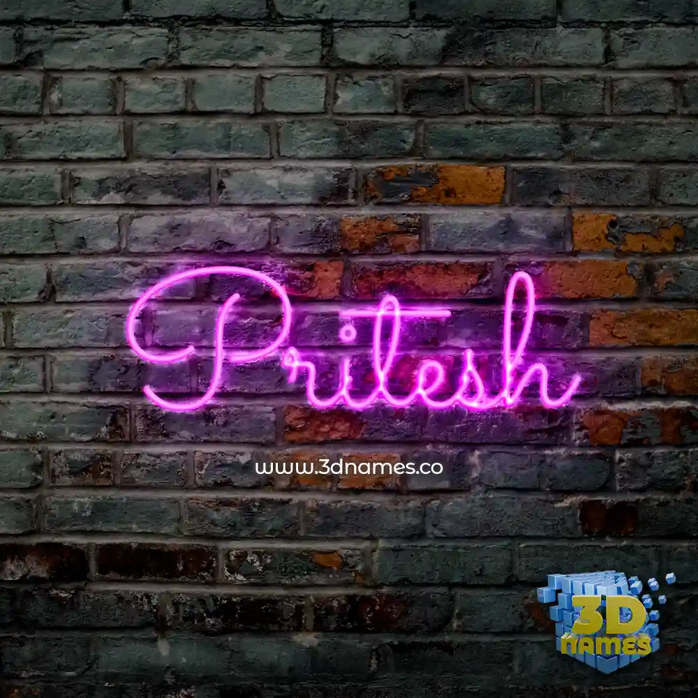 pritesh in Pink Neon style - 3D name wallpaper