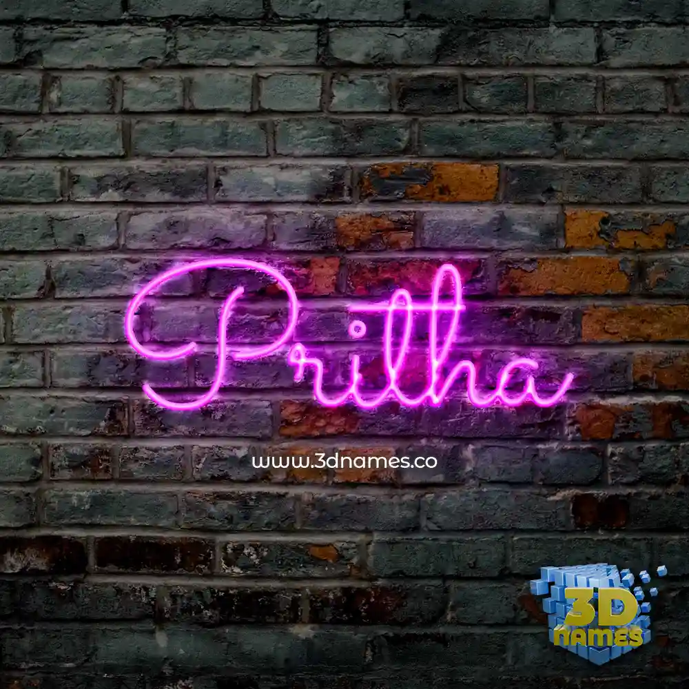 pritha in Pink Neon style - 3D name wallpaper