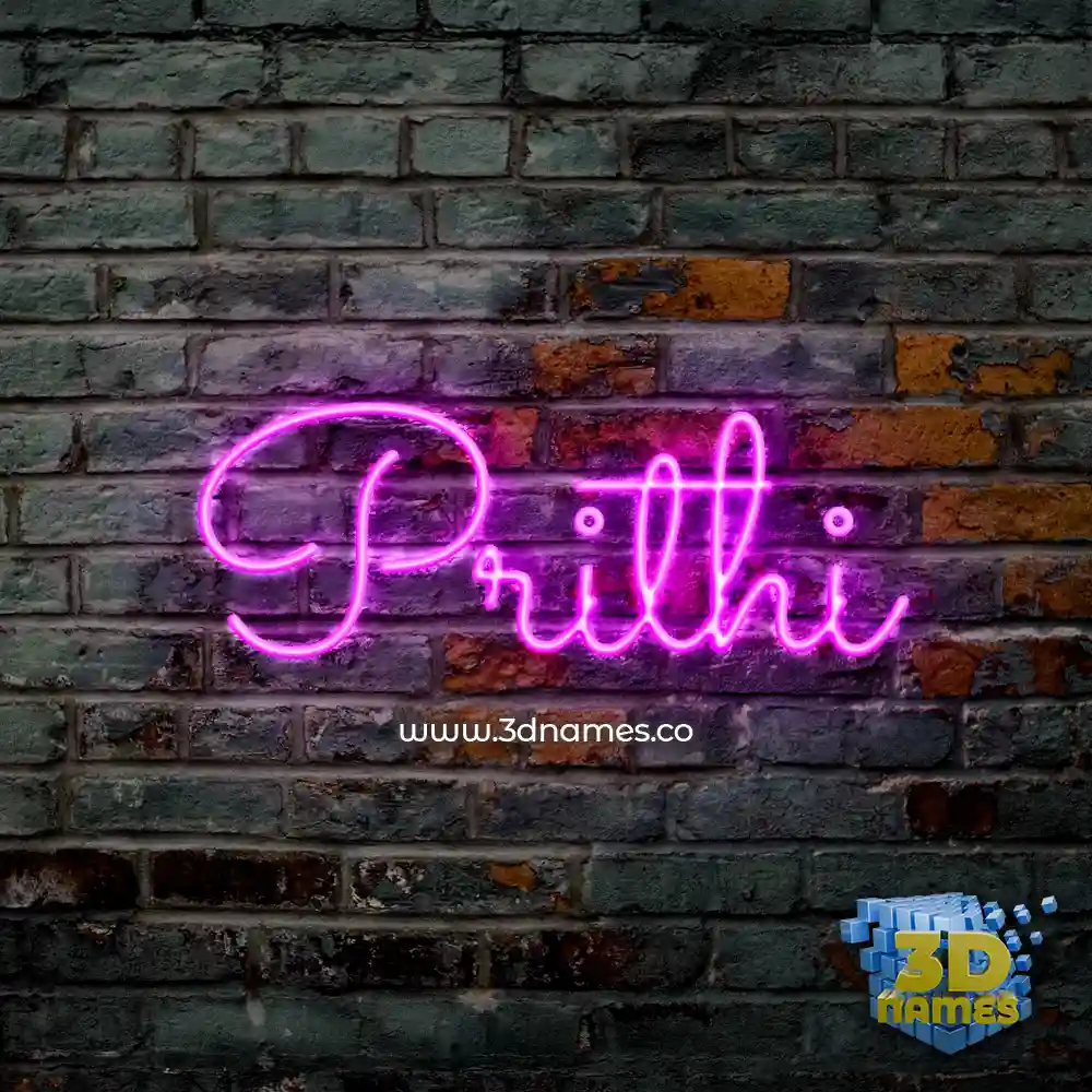 prithi in Pink Neon style - 3D name wallpaper