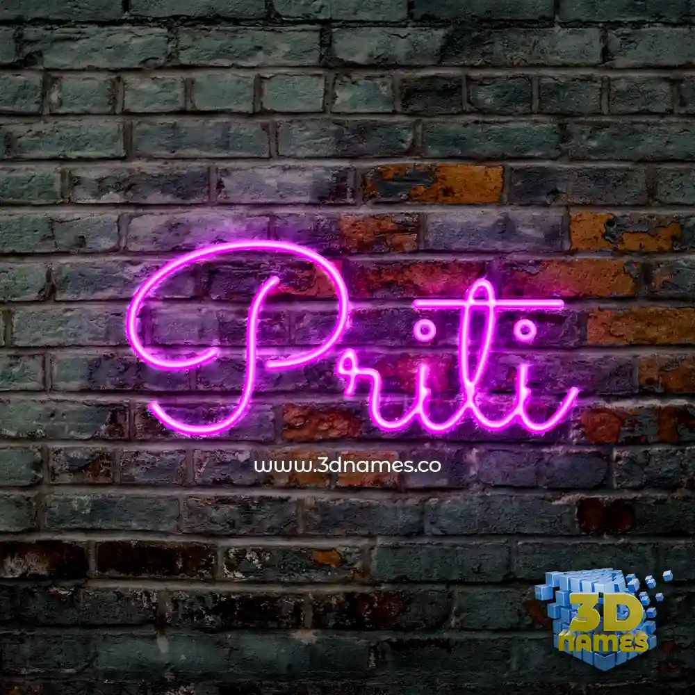 priti in Pink Neon style - 3D name wallpaper