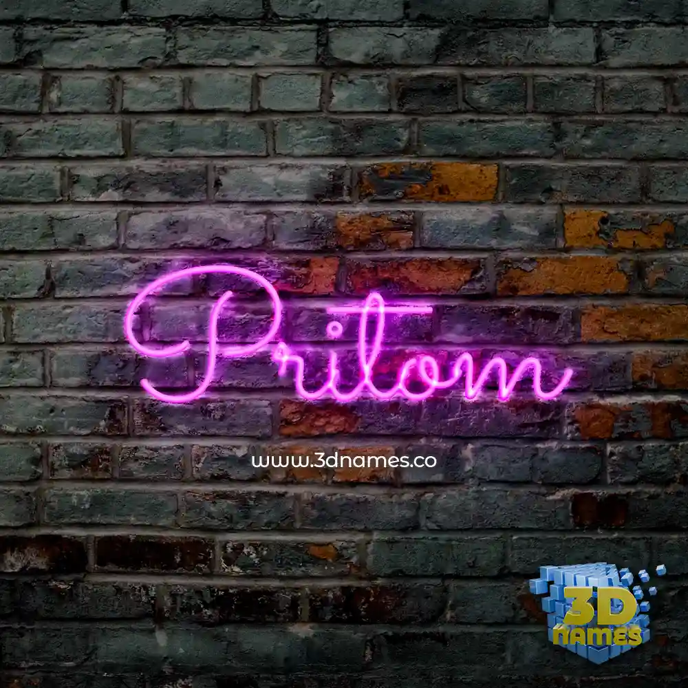 pritom in Pink Neon style - 3D name wallpaper