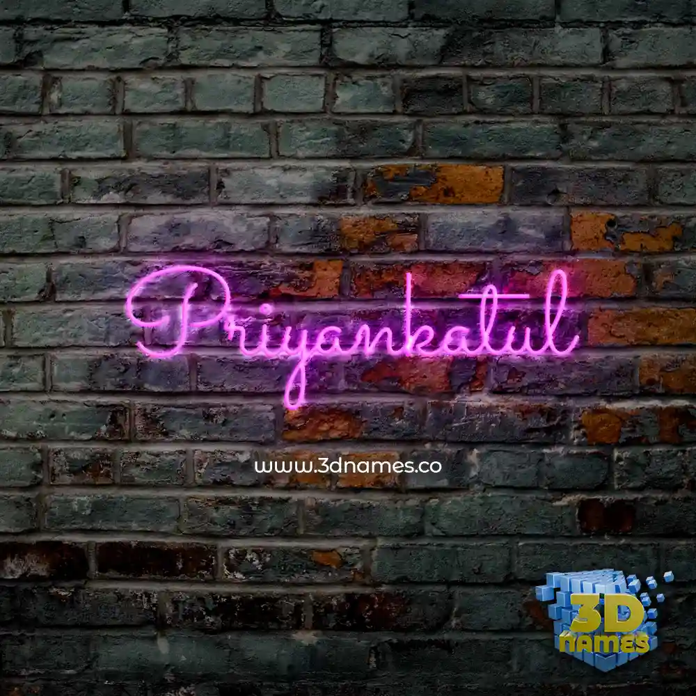 priyankatul in Pink Neon style - 3D name wallpaper