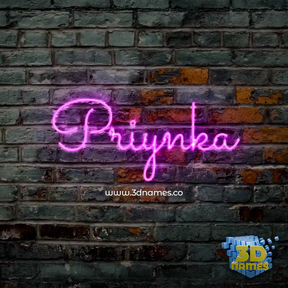 priynka in Pink Neon style - 3D name wallpaper