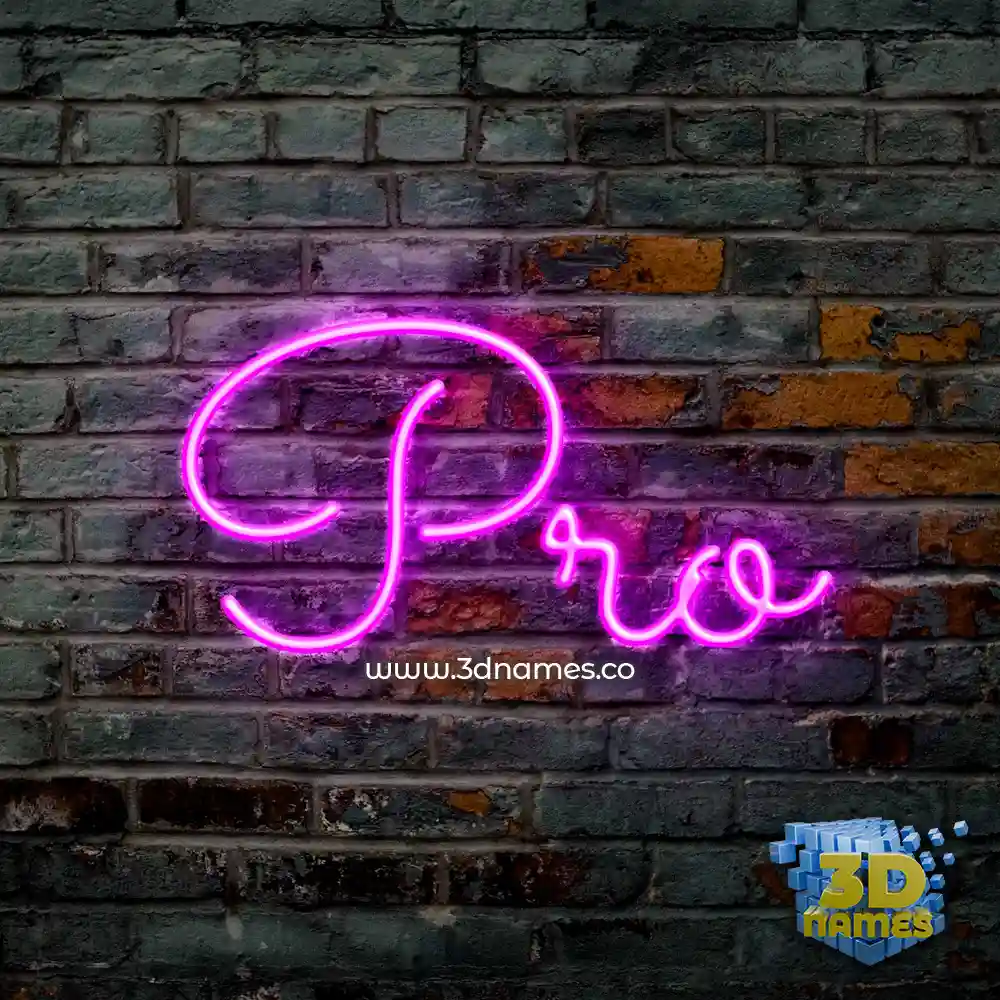 pro in Pink Neon style - 3D name wallpaper