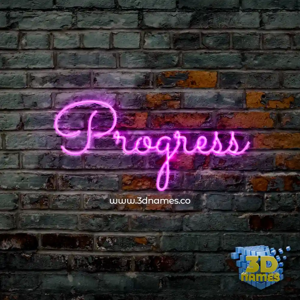 progress in Pink Neon style - 3D name wallpaper
