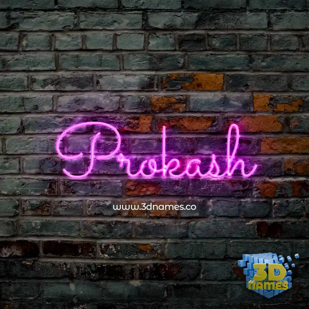 prokash in Pink Neon style - 3D name wallpaper