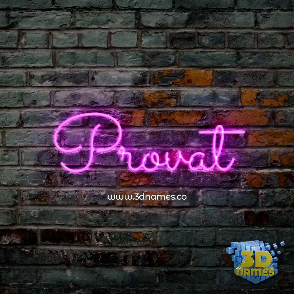 provat in Pink Neon style - 3D name wallpaper