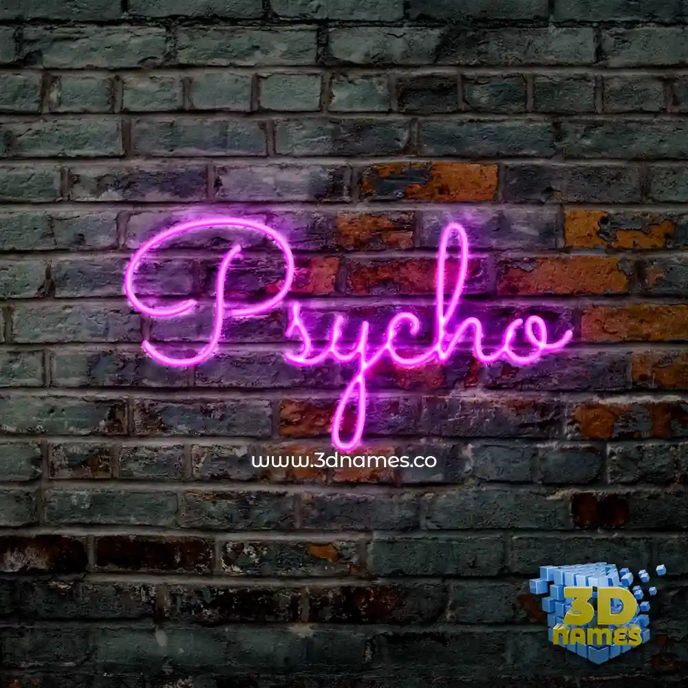 psycho in Pink Neon style - 3D name wallpaper