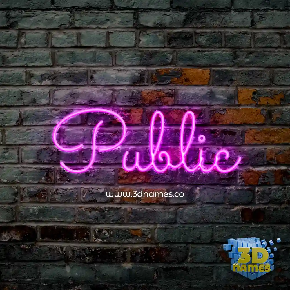 public in Pink Neon style - 3D name wallpaper