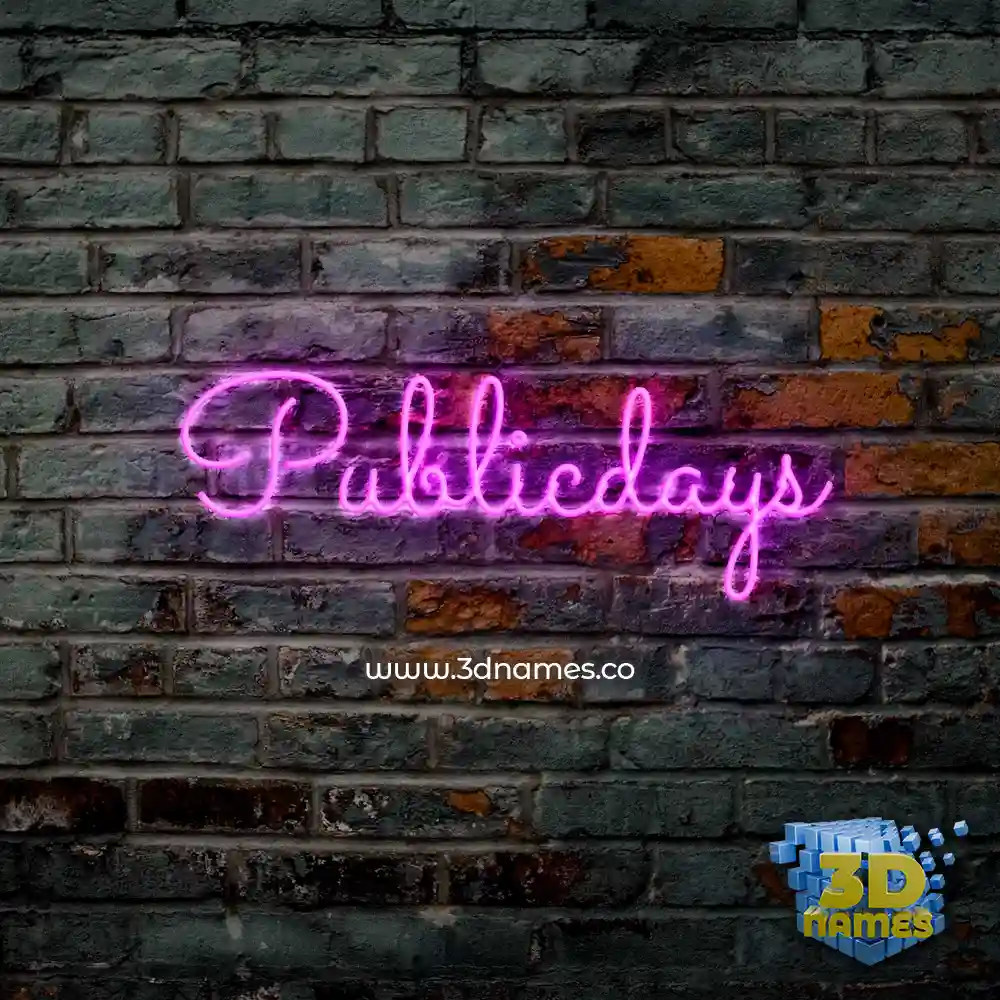 publicdays in Pink Neon style - 3D name wallpaper