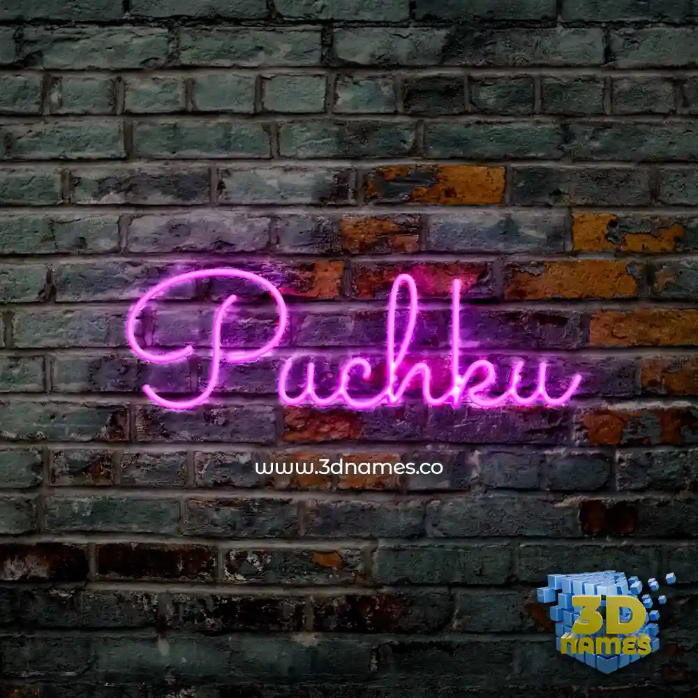 puchku in Pink Neon style - 3D name wallpaper