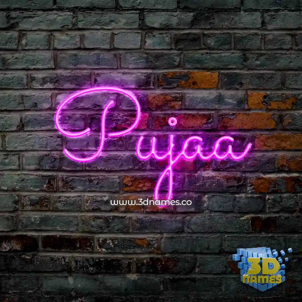 pujaa in Pink Neon style - 3D name wallpaper