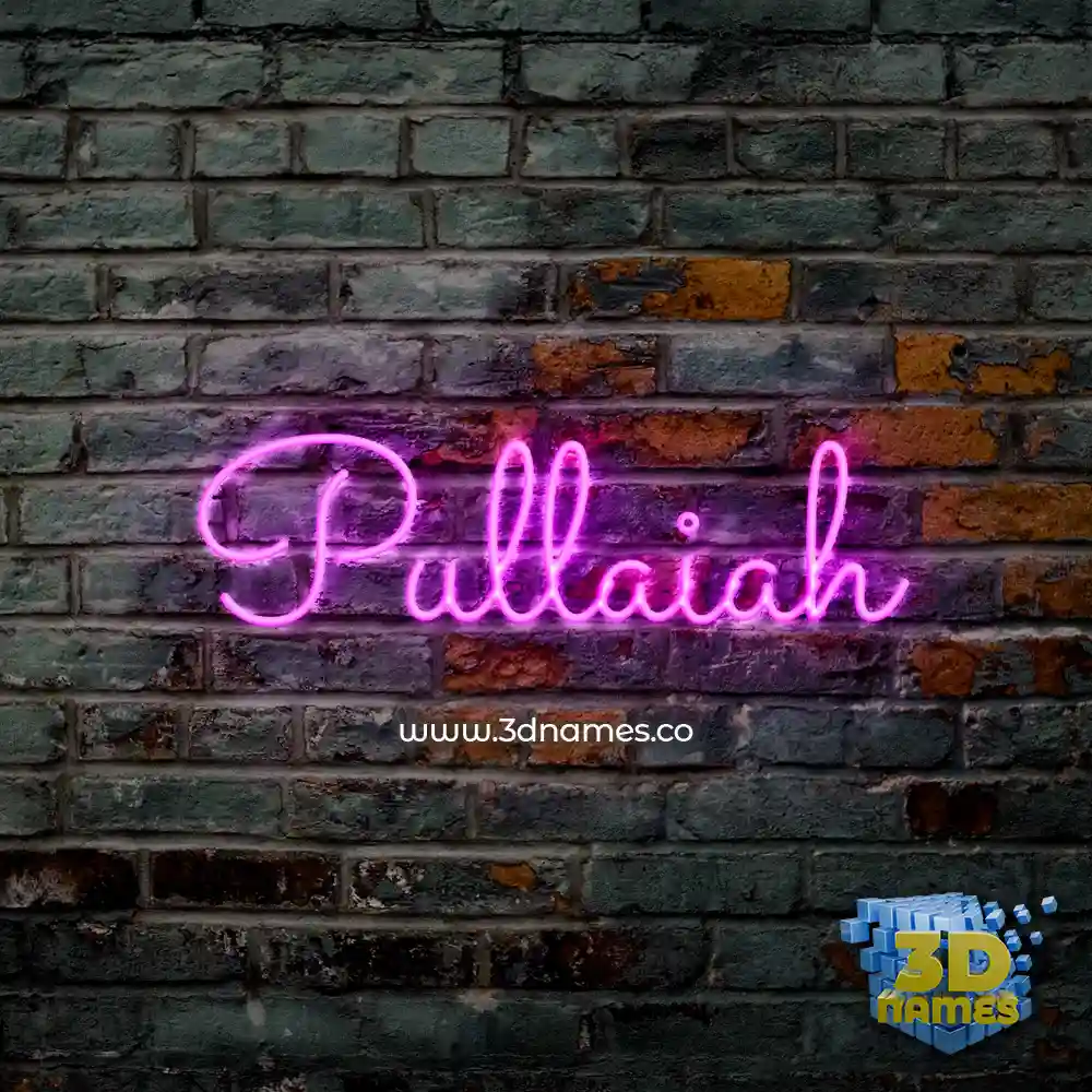 pullaiah in Pink Neon style - 3D name wallpaper