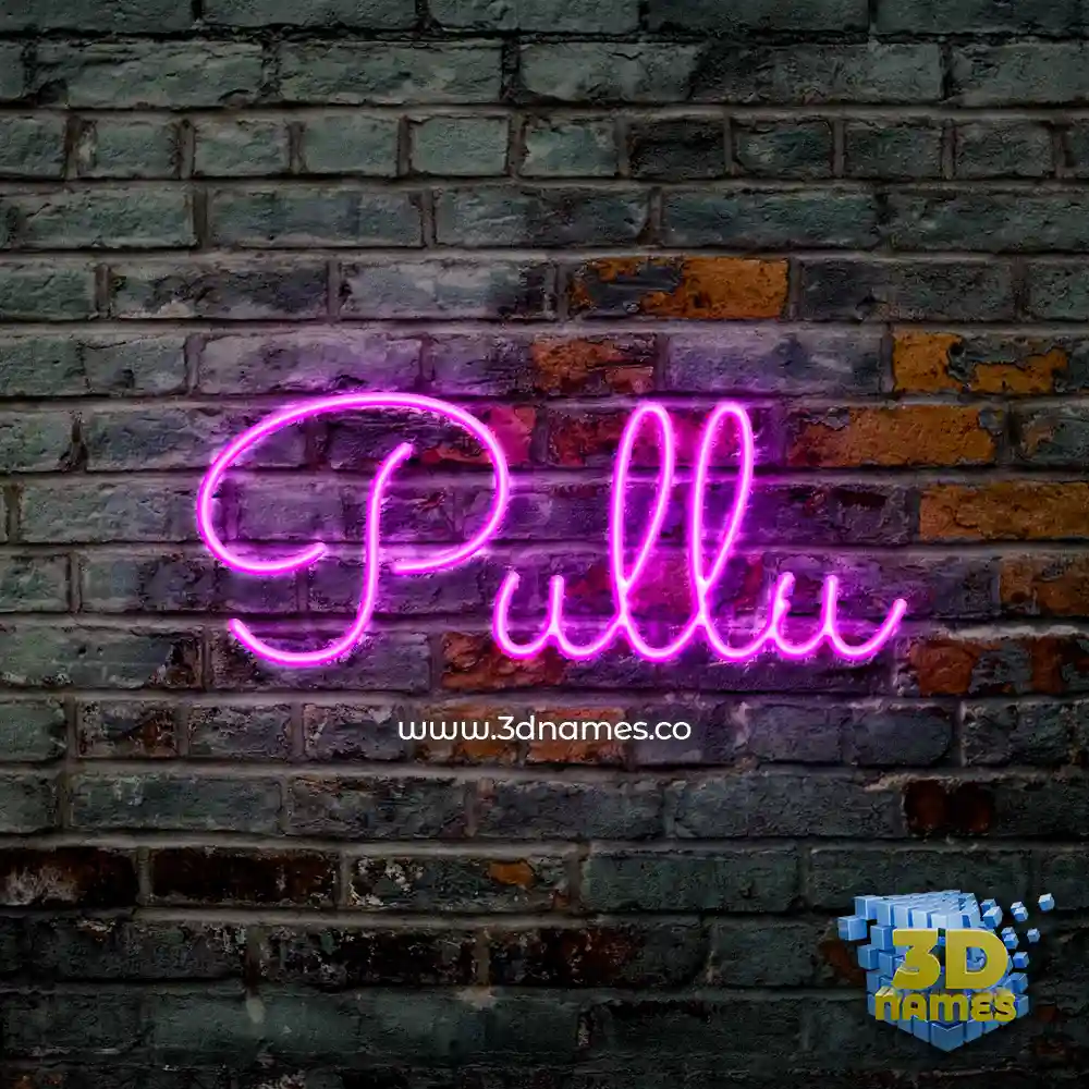 pullu in Pink Neon style - 3D name wallpaper