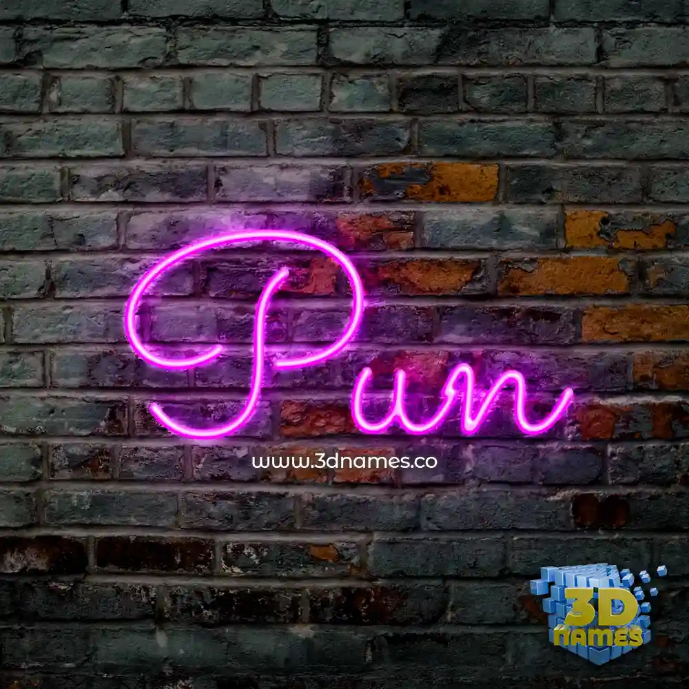 pun in Pink Neon style - 3D name wallpaper